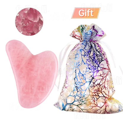 Jade & Rose Quartz Face Roller + Gua Sha Set – Lift, Soothe & Glow