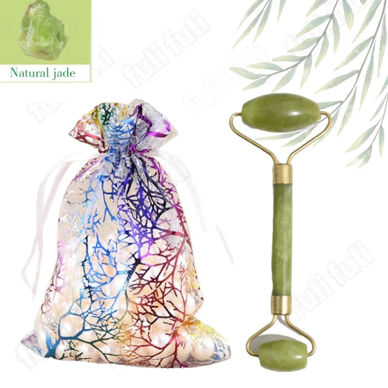 Jade & Rose Quartz Face Roller + Gua Sha Set – Lift, Soothe & Glow