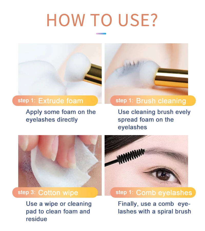 CNKESS Eyelash Shampoo & Brush Set – Gentle Foam Cleanser for Extensions