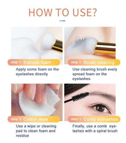 CNKESS Eyelash Shampoo & Brush Set – Gentle Foam Cleanser for Extensions